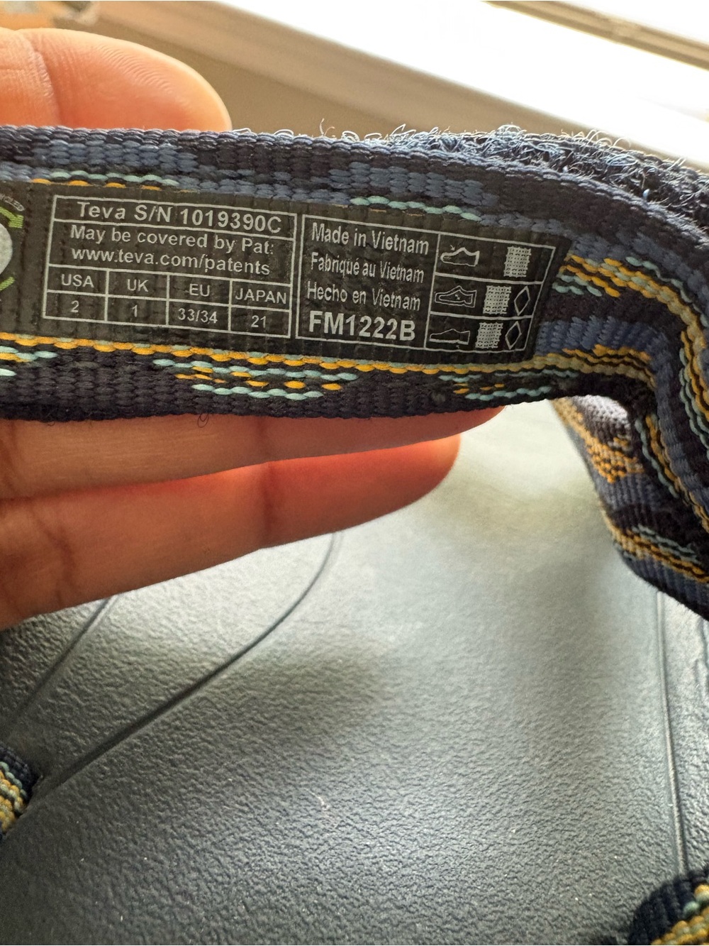 Teva Blue Webbing Strap with Yellow and Light Blue Accents - Picture 8 of 8